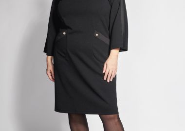 Μίντι φόρεμα κρεπ με εξωτερικές τσέπες με κουμπί κόσμημα -  - 