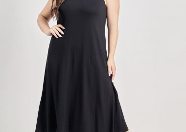 Μίντι φόρεμα με τιράντες με αγκράφες -  - 