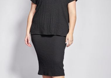 Μίντι φούστα pencil ζέρσεϊ γκοφρέ -  - 