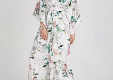 Μίντι γυναικείο φόρεμα με λουλουδάτο σχέδιο - SOU - 