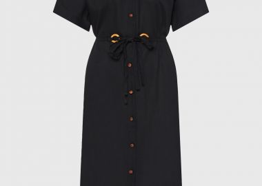 Μίντι κοντομάνικο φόρεμα με ζώνη - FUNKY BUDDHA - 