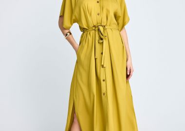 Μίντι κοντομάνικο φόρεμα με ζώνη - FUNKY BUDDHA - 