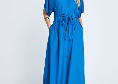 Μίντι κοντομάνικο φόρεμα με ζώνη - FUNKY BUDDHA - 