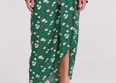 Μίντι κρουαζέ φούστα με all over τύπωμα - FUNKY BUDDHA - 