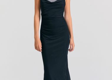 Μίντι ντραπέ φόρεμα με τούλι - FUNKY BUDDHA - 