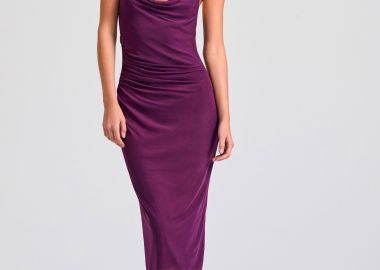 Μίντι ντραπέ φόρεμα με τούλι - FUNKY BUDDHA - 