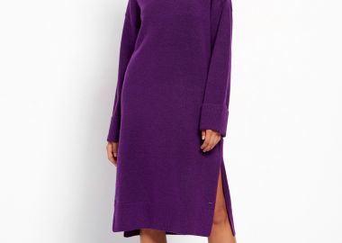 Μίντι πλεκτό φόρεμα με πλαϊνά σκισίματα - FUNKY BUDDHA - 