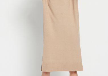 Μίντι πλεκτό φόρεμα με πλαϊνά σκισίματα - FUNKY BUDDHA - 