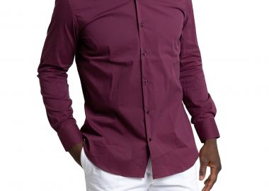 MIRCAM Ανδρικό Μωβ Aubergine Classic Collar Shirt - MIRCAM - 