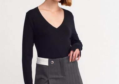 MISSA γυναίκεια πλεκτή μπλούζα με V γιακά - SOU - 