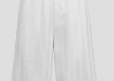 MISSONI Ανδρικό Λευκό Bermuda Shorts With Zigzag Working - MISSONI - 