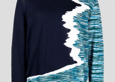 MISSONI Ανδρικό Μαύρο Stripe-Pattern Roll-Neck Jumper - MISSONI - 