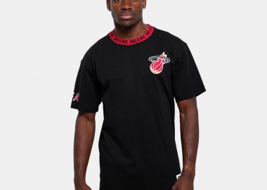 Mitchell & Ness NBA Miami Heat Jacquard Ringer Vintage Logo Ανδρικό T-shirt (9000192593_1469) - Mitchell & Ness - 