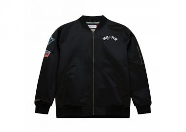 Mitchell Ness Lightweight Satin Bomber San Antonio Spurs M Jacket SJKT6599SASYYPPPBLCK - Mitchell & Ness - 