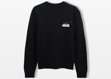 MM6 MAISON MARGIELA Ανδρικό Μαύρο Taped Label Jumper - MM6 MAISON MARGIELA - 