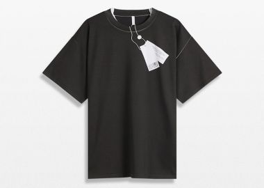 MM6 MAISON MARGIELA Ανδρικό Μαύρο Trompe L'oeil T-Shirt - MM6 MAISON MARGIELA - 