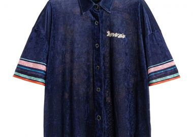 MOD WAVE MOVEMENT Πουκάμισα MWM Black Colorblock Almond Blossom Shirt - BLUE-MW092080389-BLUE - Mod Wave Movement - 