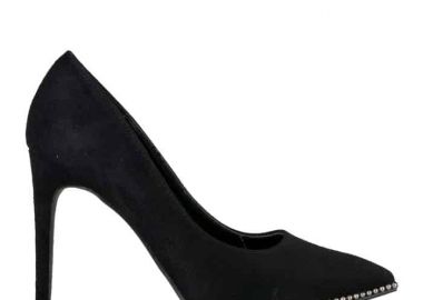 modern suedette γόβα Αmele black - PerfectDress.gr - 