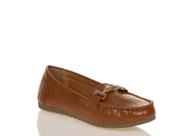 Μοκασίνια κάμελ δερματίνη κροκό ΚΑΜΕΛ - Tsoukalas - 