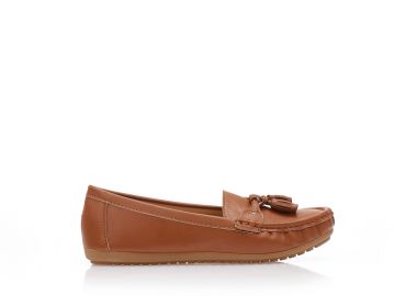 Μοκασίνια κάμελ δερματίνη με εξωτερικές ραφές ΚΑΜΕΛ - Tsoukalas - 