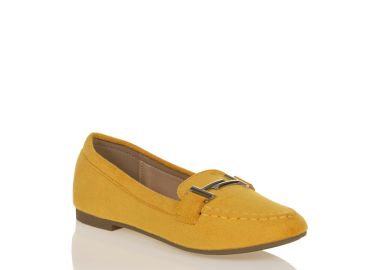 Μοκασίνια κίτρινα σουέτ με χρυσή λεπτομέρεια ΚΙΤΡΙΝΟ - Tsoukalas - 