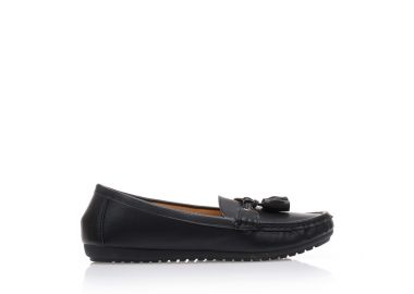 Μοκασίνια μαύρα δερματίνη με εξωτερικές ραφές ΜΑΥΡΟ - Tsoukalas - 