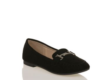 Μοκασίνια μαύρα σουέτ με χρυσή λεπτομέρεια ΜΑΥΡΟ - Tsoukalas - 