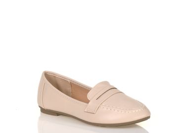 Μοκασίνια μπεζ δερματίνη με φάσα ΜΠΕΖ - Tsoukalas - 