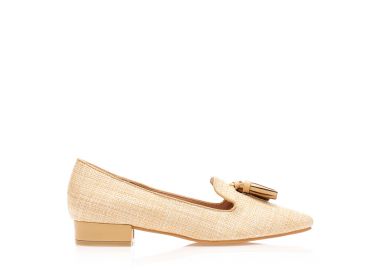 Μοκασίνια μπεζ ψάθινα μυτερά ΜΠΕΖ - Tsoukalas - 