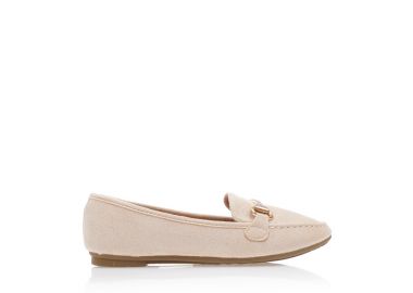 Μοκασίνια μπεζ σουέτ με αγκράφα από στρας ΜΠΕΖ - Tsoukalas - 