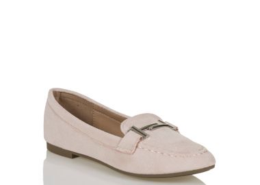 Μοκασίνια μπεζ σουέτ με χρυσή λεπτομέρεια ΜΠΕΖ - Tsoukalas - 