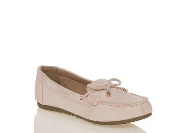 Μοκασίνια μπεζ σουέτ με φιογκάκι ΜΠΕΖ - Tsoukalas - 