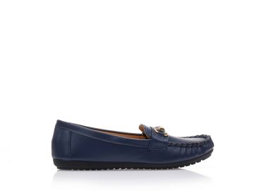 Μοκασίνια μπλε δερματίνη με εξωτερικές ραφές και αγκράφα ΜΠΛΕ - Tsoukalas - 