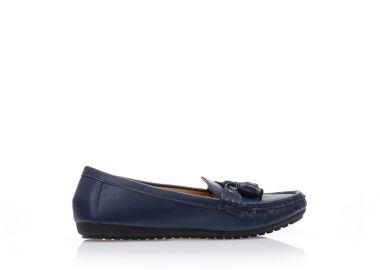 Μοκασίνια μπλε δερματίνη με εξωτερικές ραφές ΜΠΛΕ - Tsoukalas - 