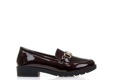 Μοκασίνια μπορντό λουστρίνι με αγκράφα ΜΠΟΡΝΤΟ - Tsoukalas - 