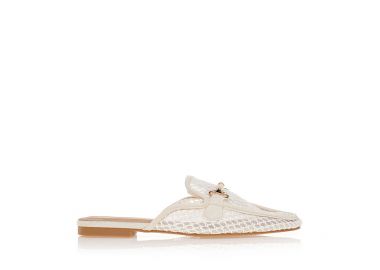 Μοκασίνια mules μπέζ με δίχτυ και αγκράφα ΜΠΕΖ - Tsoukalas - 