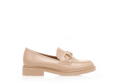 Μοκασίνια nude δερματίνη με διακοσμητική αγκράφα NUDE - Tsoukalas - 