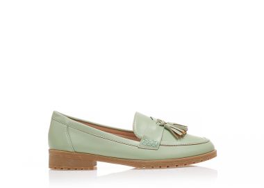 Μοκασίνια πράσινα δερματίνη με διακοσμητικό σχέδιο απο κρόσια ΠΡΑΣΙΝΟ - Tsoukalas - 