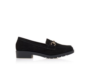 Μοκασίνια σουέτ με αγκράφα ΜΑΥΡΟ - Tsoukalas - 