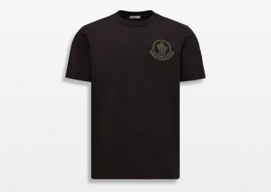 MONCLER Ανδρικό Μαύρο Logo Patch T-Shirt - MONCLER - 