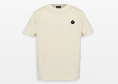MONCLER Ανδρικό Μπεζ Logo T-Shirt - MONCLER - 