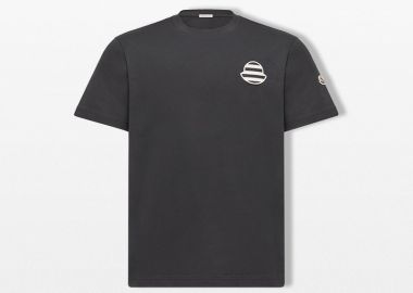 MONCLER Ανδρικό Μπλε Striped Logo T-Shirt - MONCLER - 