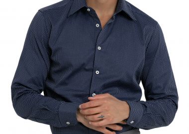 MONK Ανδρικό Μπλε Polka Dot Shirt - MONK - 
