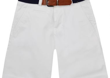 Μονόχρωμη βερμούδα με ζώνη - Λευκό 42-223191-2 - energiers - 