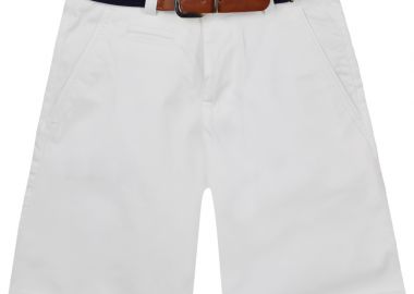 Μονόχρωμη βερμούδα με ζώνη - Λευκό 43-223091-2 - energiers - 