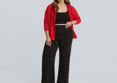 Μονόχρωμη παντελόνα με ελαστική μέση - MAT FASHION - 