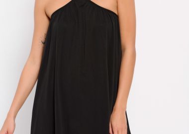 Μονόχρωμο μίνι φόρεμα με χιαστί τιράντες - FUNKY BUDDHA - 