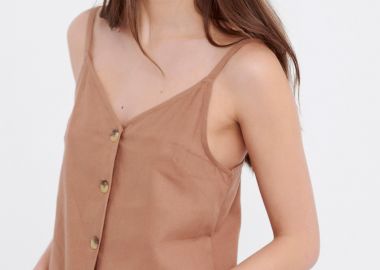 Μονόχρωμο τοπ με λινό - FUNKY BUDDHA - 