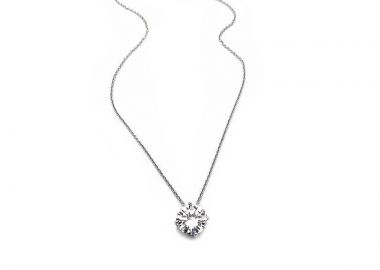 Μονόπετρο μενταγιόν 8mm με αλυσίδα για το λαιμό, ασημένιο - Asimenio - 