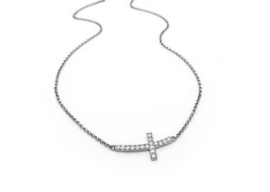 Μοντέρνο Κολιέ με σταυρό ασημένιο KL104 - Asimenio - 